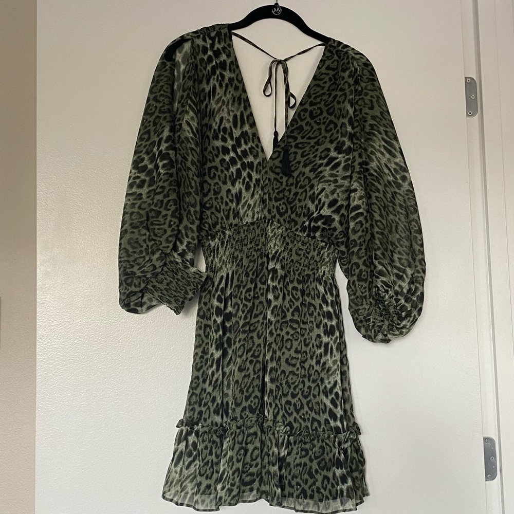 lovestitch Green and Black Leopard Print Mini Dress